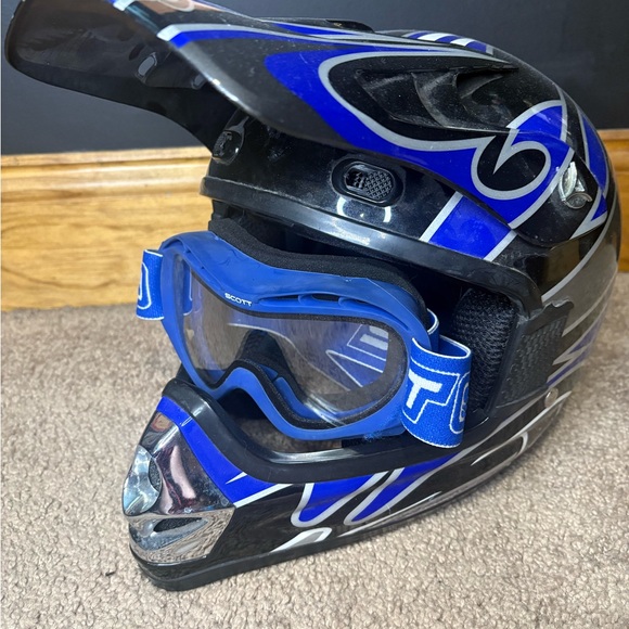 Blue and Black Kids Helmet with Goggles - Picture 1 of 4